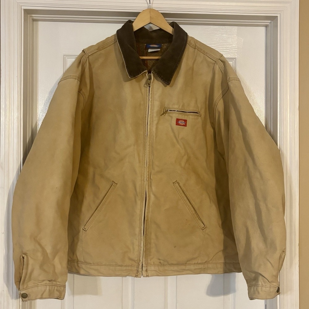 Dickies Chore Coat Size 4XL Brown Duck Blanket Lined Detroit Style Jacket 90s